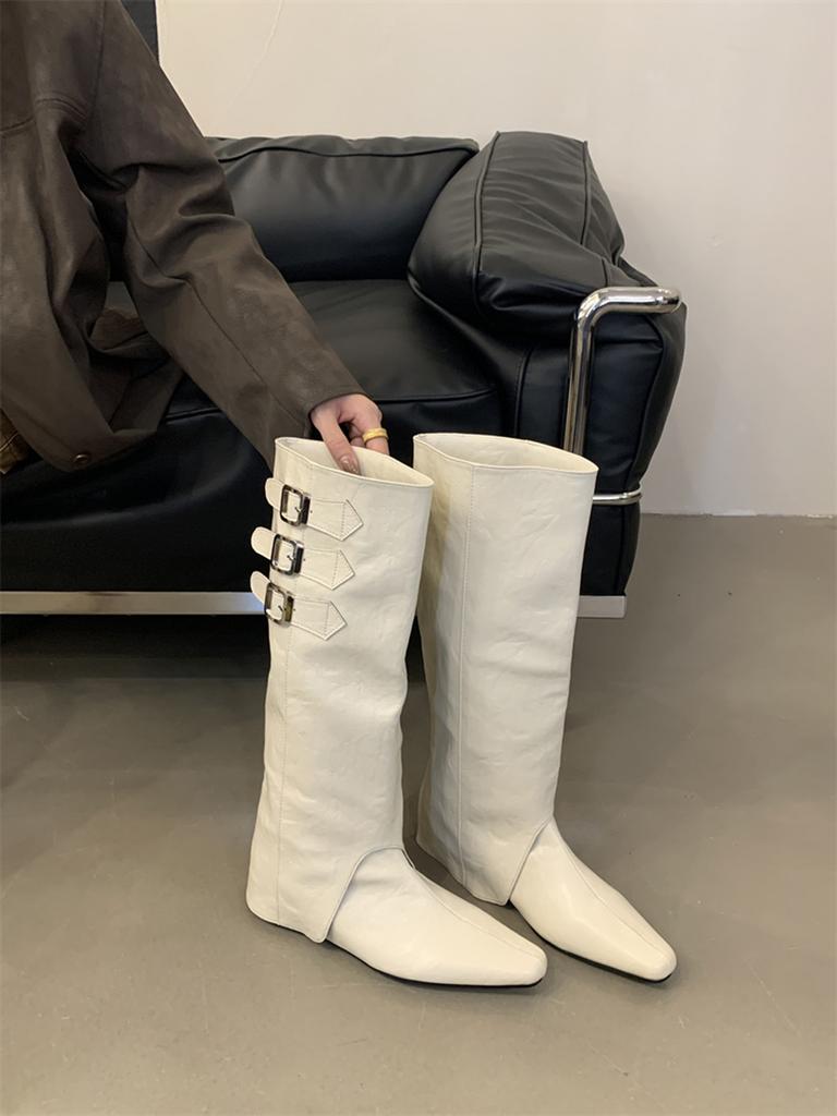 Fashion Pointed Toe Women Knee Boots Chelsea Botas 2024 New Arrivals Fashion Party Pumps Knight Botas Size 35-39 Winter Western Bootie