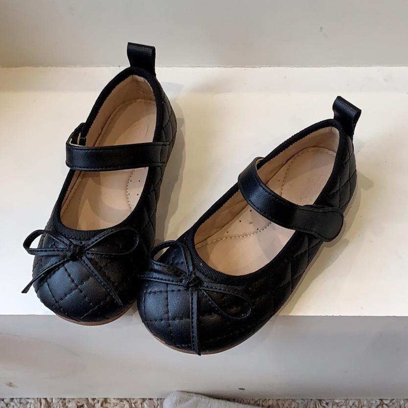 

Korean Style Plaid Children s Shoes Girls Small Leather Shoes Soft Sole Princess Shoes Shallow Mouth Baby Single Shoes 24 чёрный