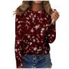 Christmas Snowflake Tree Long-sleeve T-shirt, Fashionable Casual Crew Neck Women's Wear, Comfortable and Slim-fitting Women's Top.