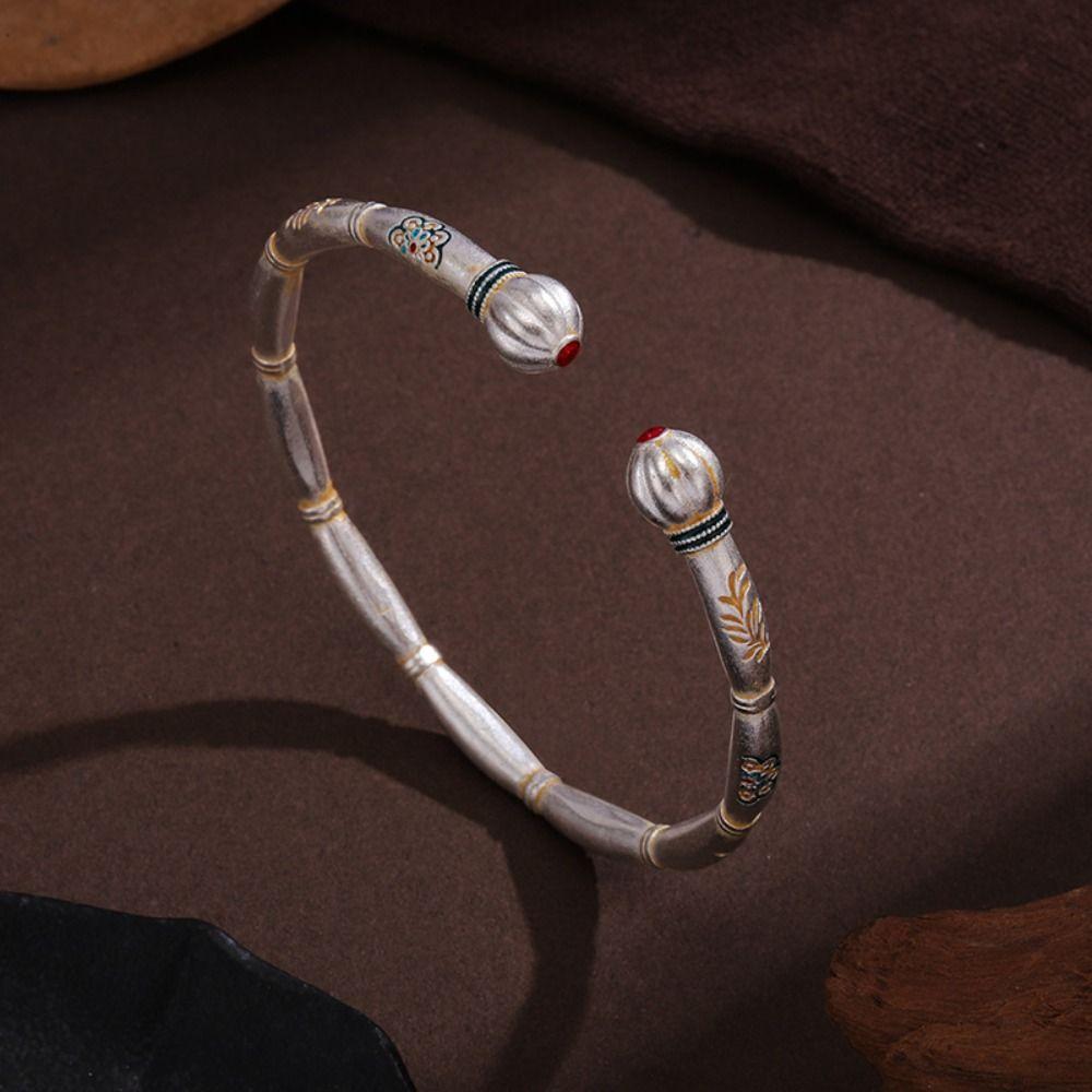 Solid Slub Pumpkin Opening Bangles Ethnic Style Open Cuff Bracelet  Banquet Jewelry