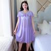 Plus Size Ice Silk Lace Nightgown - Women's Short Sleeve Summer Lingerie with Swing Skirt