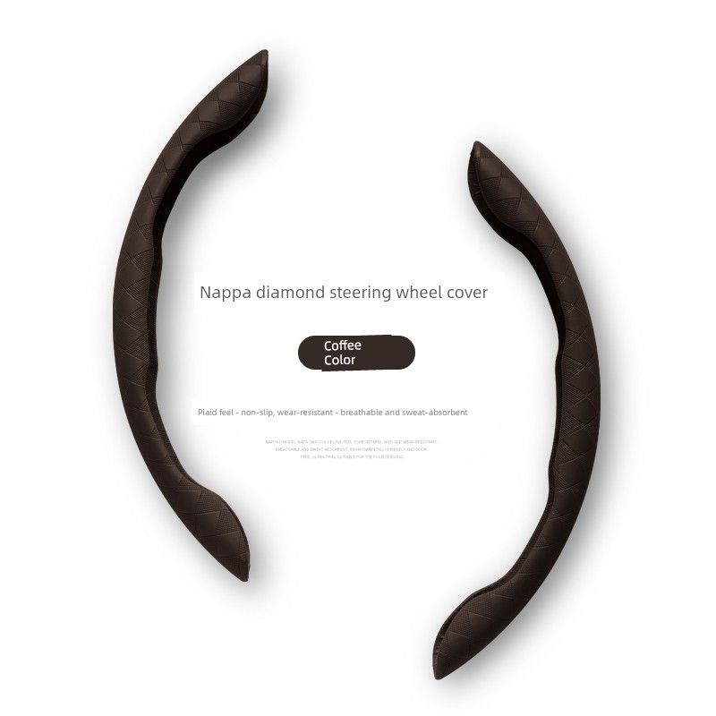 

Car Steering Wheel Cover Summer Sweat-Absorbent Ultra-Thin Universal D-Type Clip-On Handlebar Cover for Men and Women Summer Coffee Color