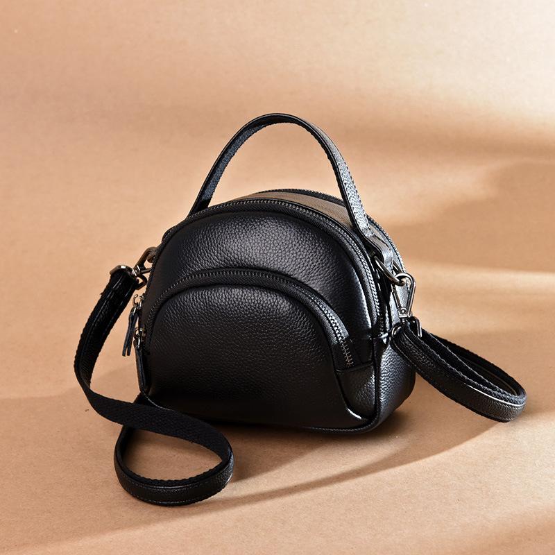 Women's leather medium mother bag fashion first layer cowhide handbag simple casual shoulder messenger bag soft leather bag