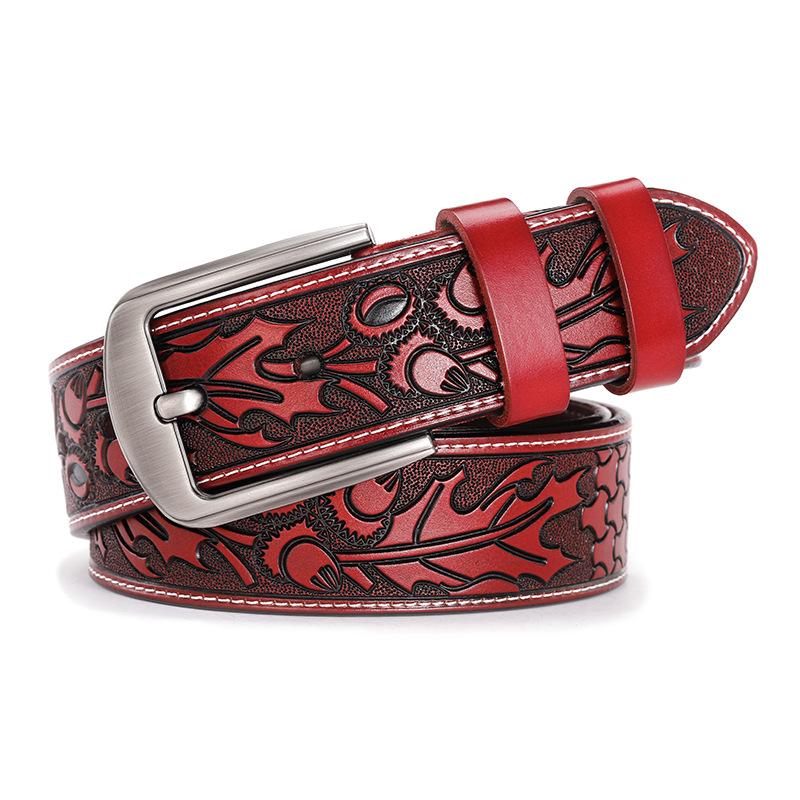 Leren Riem, Heren Leren Riem, Retro Pure Koeienhuid Riem Voor Mannen 115cm gray