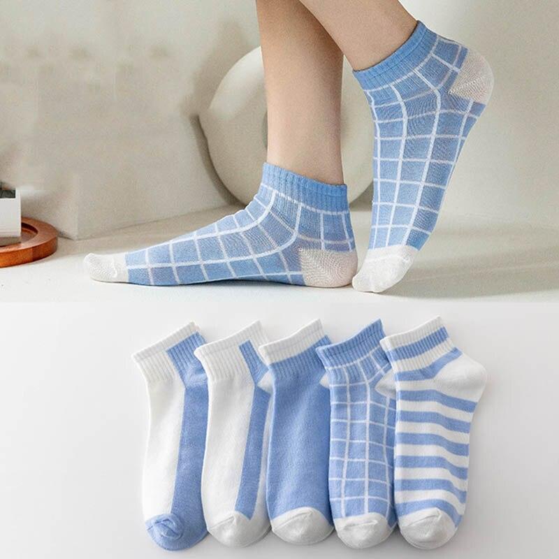 Köp 5 Pairs of New Cartoon Women's Mesh Socks Spring Casual Polyester