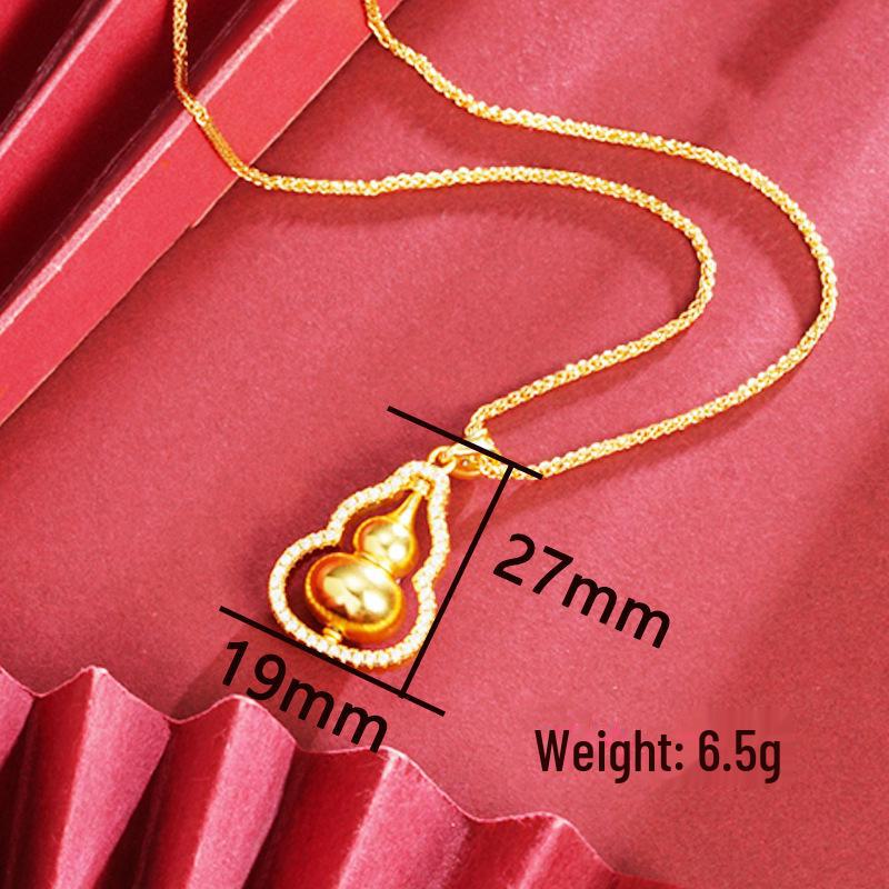 Ancient Vietnamese Gold Sand Pixiu Diamond Pestle Pendant Gourd Necklace