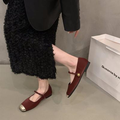 Scarpe Mary Jane nere francesi a fondo piatto scarpe fatate 2024 nuove primavera e autunno rosse scarpe eleganti da sera