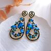 Geometric Alloy Drop Earrings With Gold Ear Pins For Ladies Party And Wedding Accessories