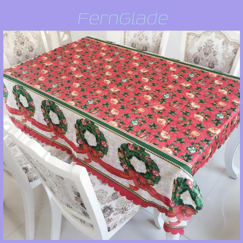 Premium Santa Christmas Red Tablecloth Crafted From High-quality Polyester Fabric For Festive Dining