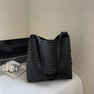 Borsa intrecciata Borsa a secchiello Borsa a spalla da pendolare da donna di grande capacità nuova moda Borsa a mano a tracolla
