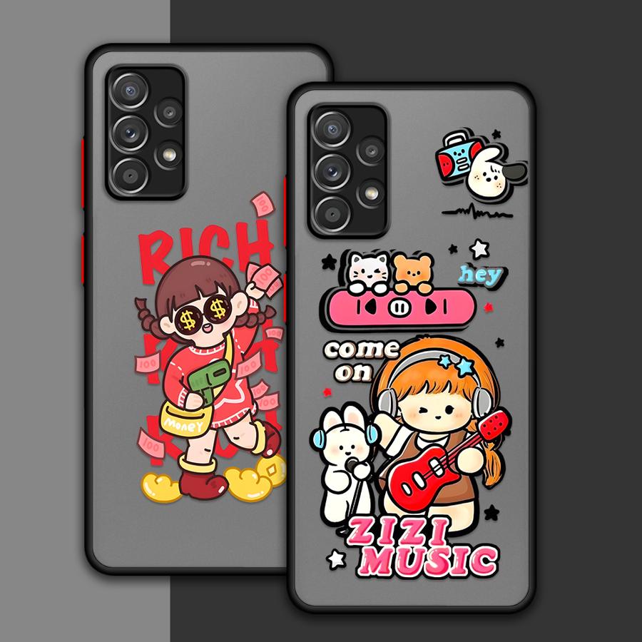 Phone Cover Case for Samsung Galaxy A35 A52S A72 A73 A33 A53 A14 A23 A16 A15 A17 A52 A34 A36 A56 A55 A54 Cartoon Cute Character