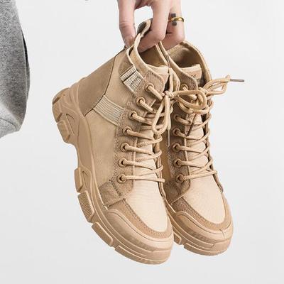 Fashion Women's Thick Bottom Spring Autumn New Trend Campus Wind All-match with Canvas Knight Ankle Boots P469