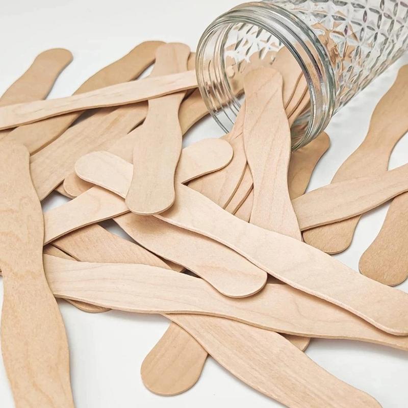 Wooden Popsicle Craft Sticks and Paddle Spoons for DIY Ice Cream Making Crafts Party Kitchen Use 25/50/100PCS