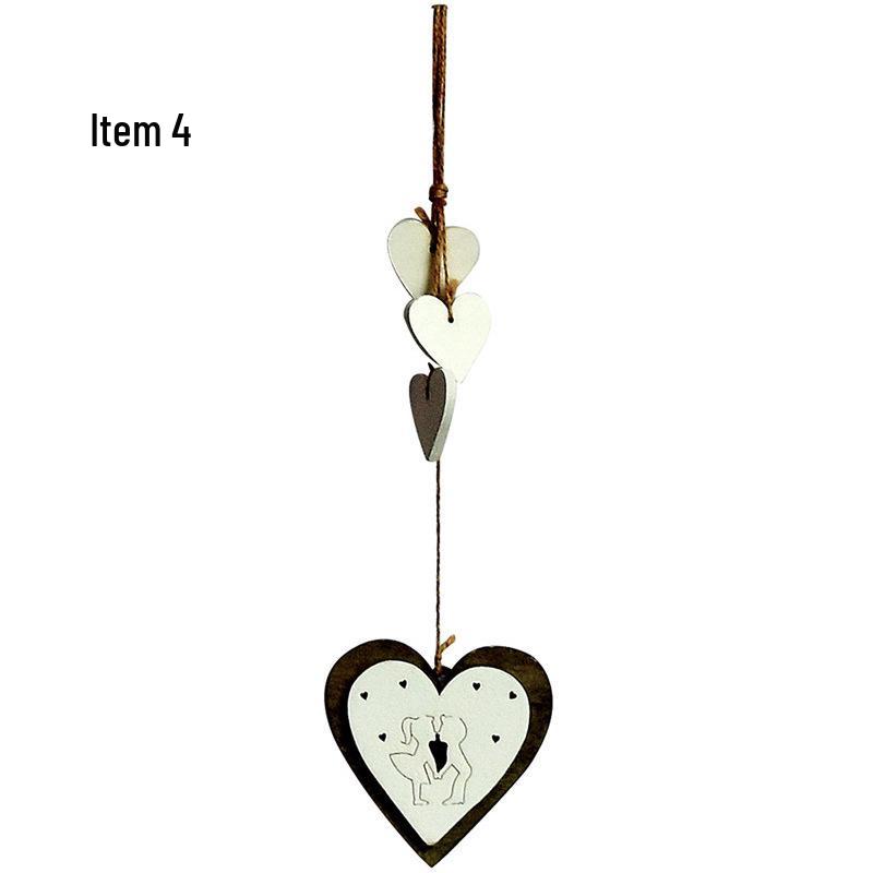 European Wooden Heart Ornaments - Handmade Wedding Pendants & Home Accessories