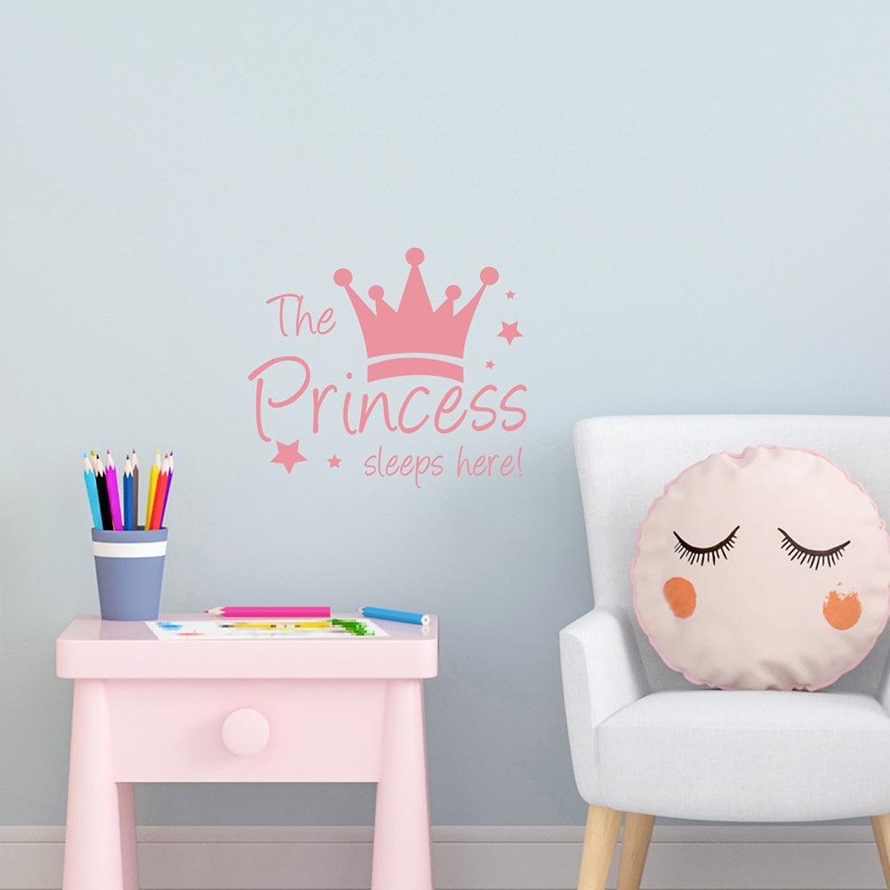Baby Wall Sticker Crown Mural Background Kids Living Room Removable Decal The Prince Sleep Here Princess Bedroom Decor