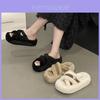 Cozy Plush Fur Slippers For Women Stylish Chunky Sole Fashionable Fall Winter Footwear