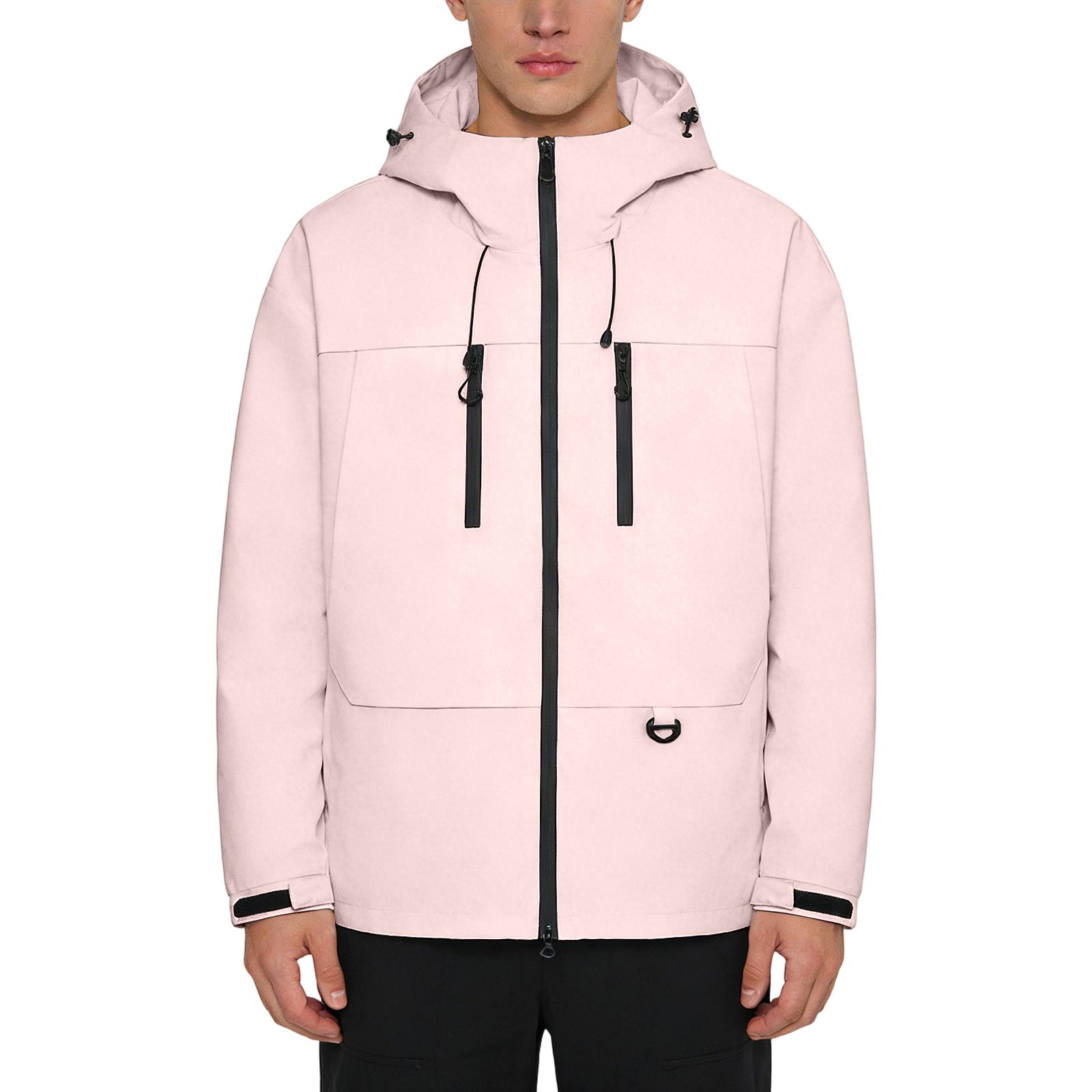 Унисекс свободная ветровка с капюшоном M розовый