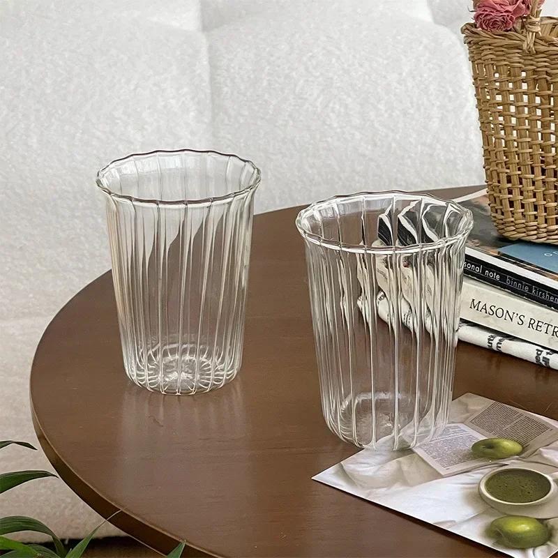 1pc Transparent Vertical Coffee Cup Cocktail Glass Granules Phnom Penh Glass Glass Juice Cup Coffee Whisky Cup.