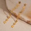New Unique Metal Five-Pointed Star Tassel Earrings for Women Korean Style Personality Drop Earrings Charm Jewelry Accessories
