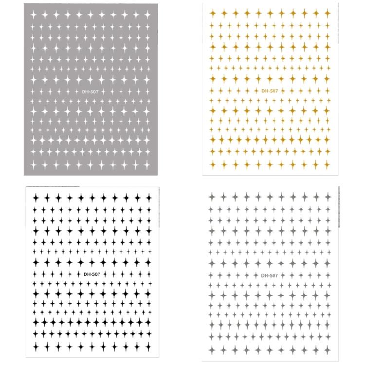 4 Sheets Self-Adhesive Nail Sticker Fashion Nails Decals 3D Star Nails Art Stickers Manicure Accessories 1