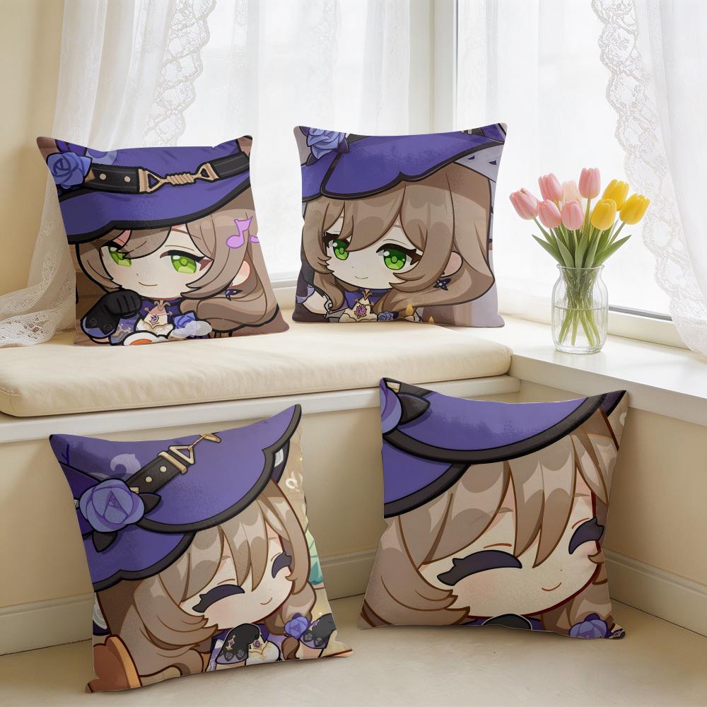 Lisa Cute Cute Genshin Impact Cushion Cover Square Short Plush Pillow Case Living Room Sofa Home Decor Funda X