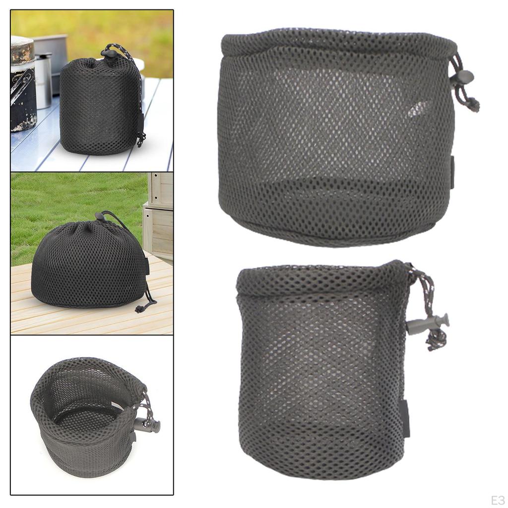 Camping Net Bag Cookware Storage Visibility Mesh Drawstring