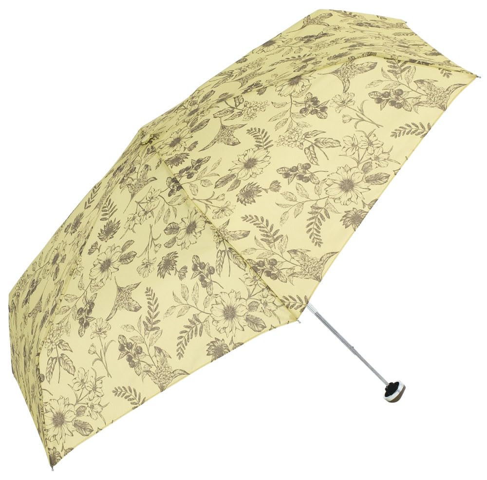 Because Folding Umbrella 50cm UV Cut Parasol Polyester Water Repellent Rain or Shine Stylish Yellow Tote Bag Mini Plant Flower Approx. 80% Women's