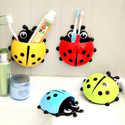 Marienkäfer-Zahnbürstenhalter, niedlicher Cartoon-Tier-Zahnbürsten- und Zahnpasta-Wand-Saugnapfhalter, Rack für Kinder, Container-Organizer