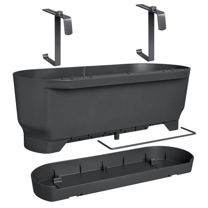 ELHO Balkonkasten Greenville Easy Balcony 52 - Living Noir - Balkon - L 21,2 x B 52 x H 19,4 cm
