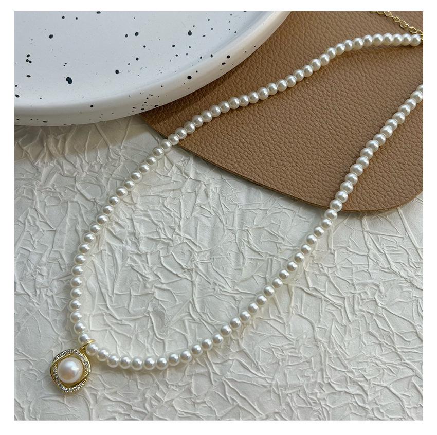 925 Sterlingsilber Französische Retro Süßwasserperlenkette für Damen - High-End Kleiner Reisperlen Choker mit Anhänger