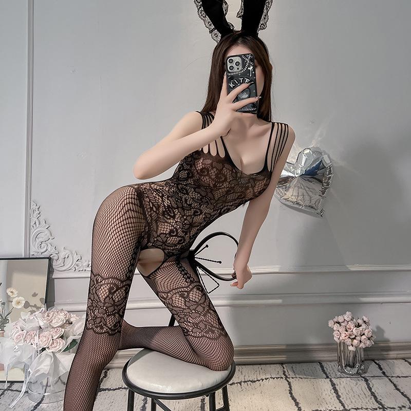 Sexy Underwear Women's Sexy One-piece Netwear Lace Suspenders One-piece Stockings Uniform Set Net Socks One-piece