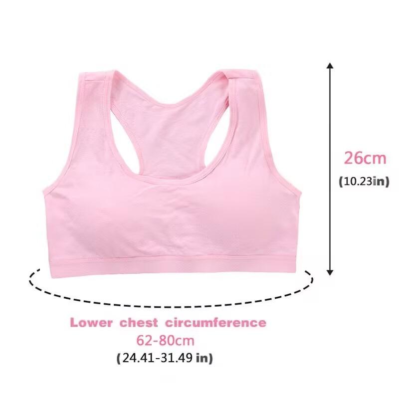 Sutien Sport pentru Adolescente, Bumbac Gimnastică, Lenjerie de Corp, Vestă de Antrenament, Sutien Tineresc Fără Sârmă cu Pad pentru Piept