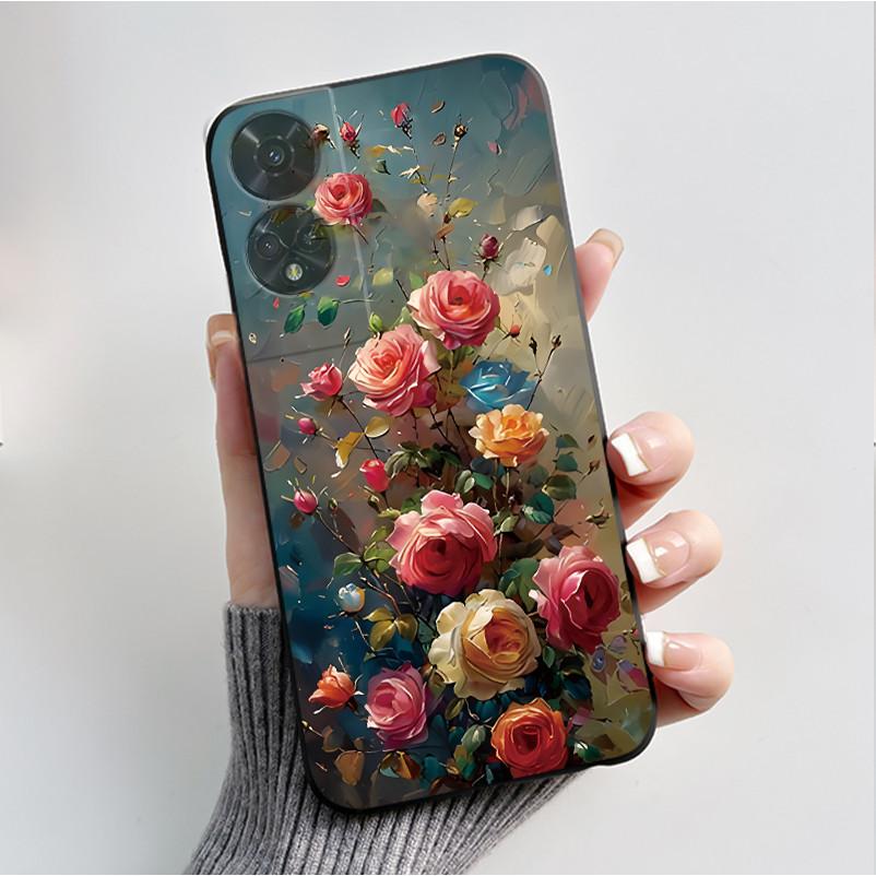 Printing Pattern Case For TCL 50 5G/TCL 50 XE Nxtpaper 5G/TCL 50XE 5G Soft Silicone Black Shell Cover Cute Flower Cartoon Casing