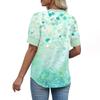 Damenmode Lässig V-Ausschnitt Kurzarm Print Shirt Damen Up Tops