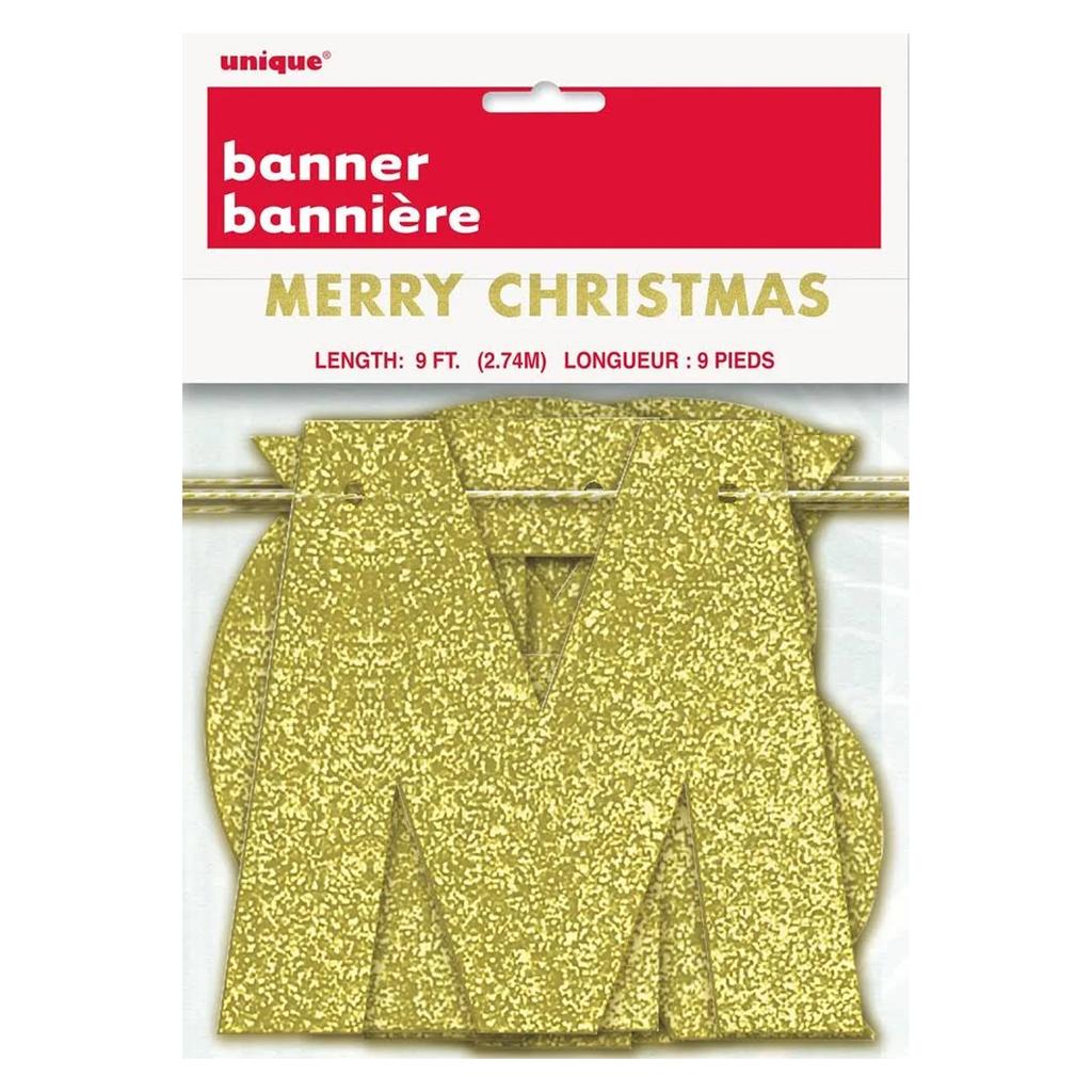 Unique Party Merry Christmas Glitter Banner