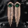 European & American Luxury Long Tassel Earrings: Sparkling Diamond & Crystal Studs for Women