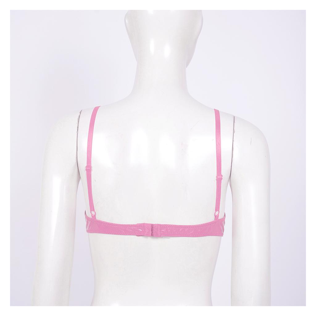 Women Glossy Leather Open Breast Cup Bra Tops Push Up Bras Bustier Corset Brassiere Lingerie Underwear Female Lingerie