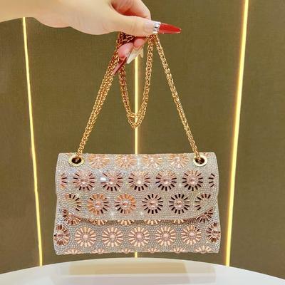 Borsa Piccola Quadrata dal Design di Nicchia, Borsa alla Moda Completamente Ricoperta di Diamanti da Sottobraccio, Borsa a Mano, Borsa a Spalla Singola Crossbody