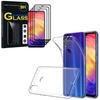 UltraSlim Silicone Gel Case - TRANSPARENT + 3x Colored Tempered Glass Films - BLACK - For Xiaomi Redmi Note 7- Redmi Note 7 Pro