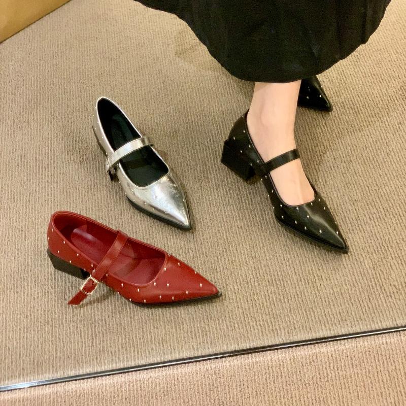Mary Jane Women Shoes Pointed Toe High Heels Sandals Summer 2025 New  Dress Chunky Shoes Sexy Pumps Mujer Zapatos