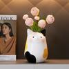 Ceramic Vase Cat Flower Arrangement Ornament Dried Flower Bouquet Creative Vase Living Room TV Cabinet Girls Room Tabletop Decor