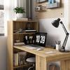 Computer Desk with Storage Shelf Corner Desk Adjacent Bookcase Multi-Storage Oak
