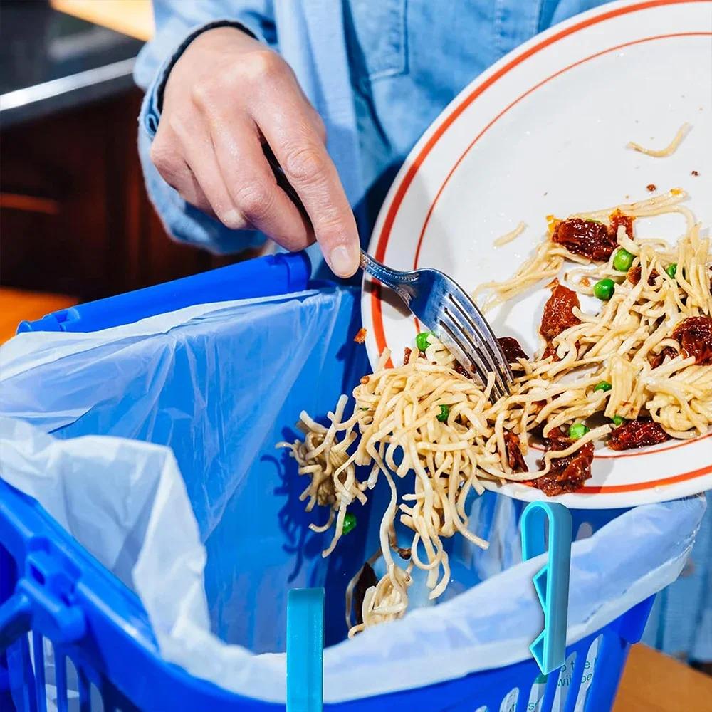 50/20Pcs Garbage Bin Clips Trash Bag Fixation Clip Plastic Snack Bag Clamps Practical Anti-Slip Holder Home Kitchen Storage Tools