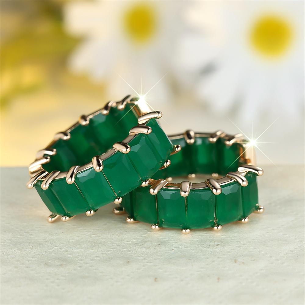 Luxury Jade Green Rectangle Stone Hoop Earrings For Women Vintage Gold Color Ear Buckle Wedding Jewelry Engagement Party Gifts