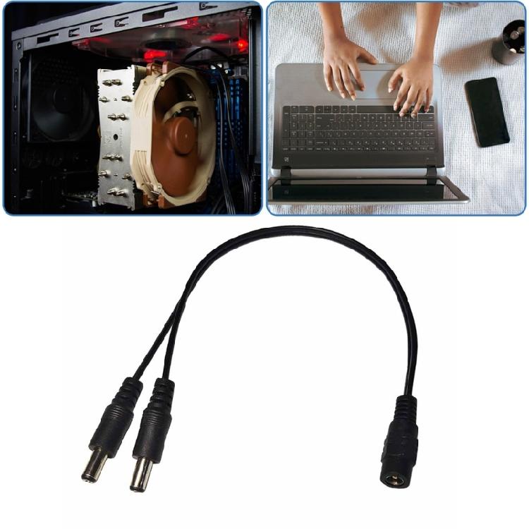 2 Way Power Distribution Cable, DC5.5x2.1mm  Adapter Power Splitter Cable for LED Lighting and Surveillances Gear