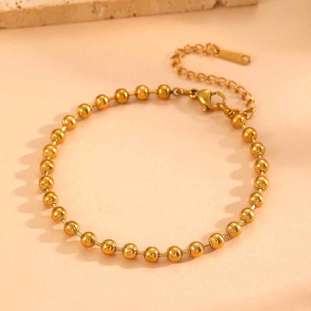 European INS Style Stainless Steel & Titanium 18K Ball Chain Non-Fading Jewelry Set