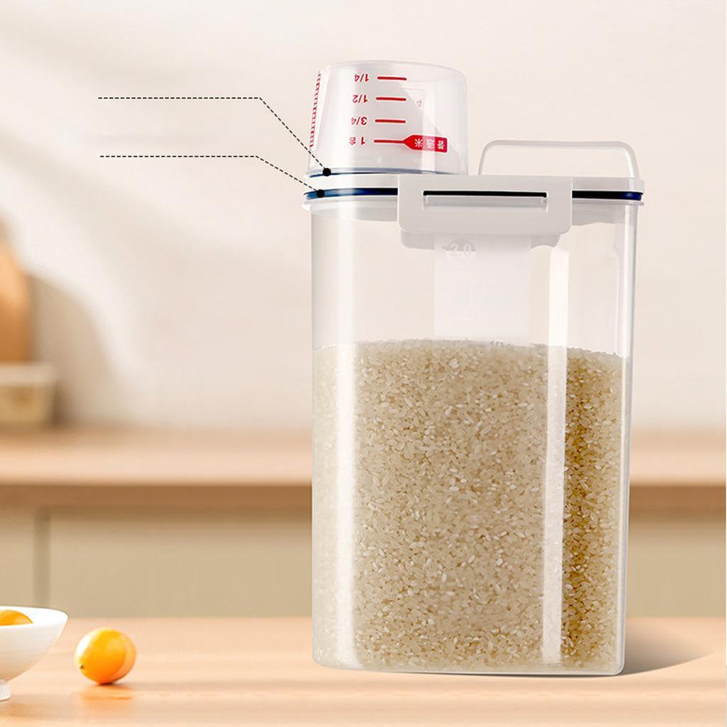 Rice Airtight Storage Container with Clear Scale Double Sealed Rice Containers for Cereal Flour