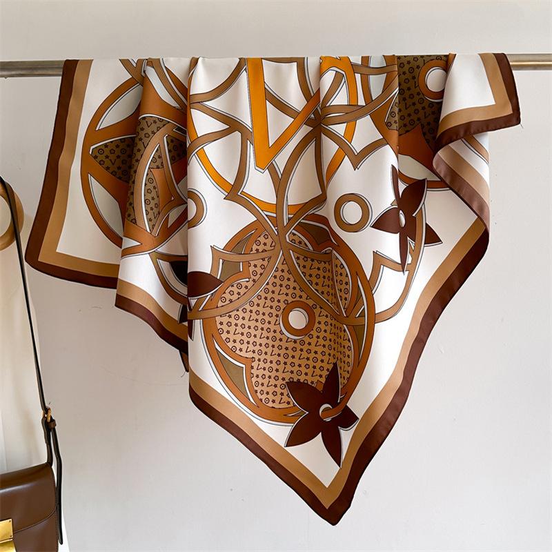 

2024 New Luxury Fashion Print Hair Ribbon Scarf Women Neck Tie Bag Scarf Satin Silk Skinny Headscarves Ladie Foulard Floral Band 90X90cm