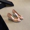 Sweet Bow Nude High Heels Popular Beautiful Not Tired Feet Temperament Single Shoes Autumn Fashion Round Head