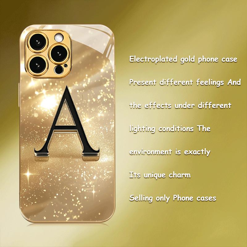 

Electroplated glass designed phone case Letter A light shadow art pattern For iPhone 17 Air 16 15 14 13 Pro Max Plus hard shell For iPhone 14